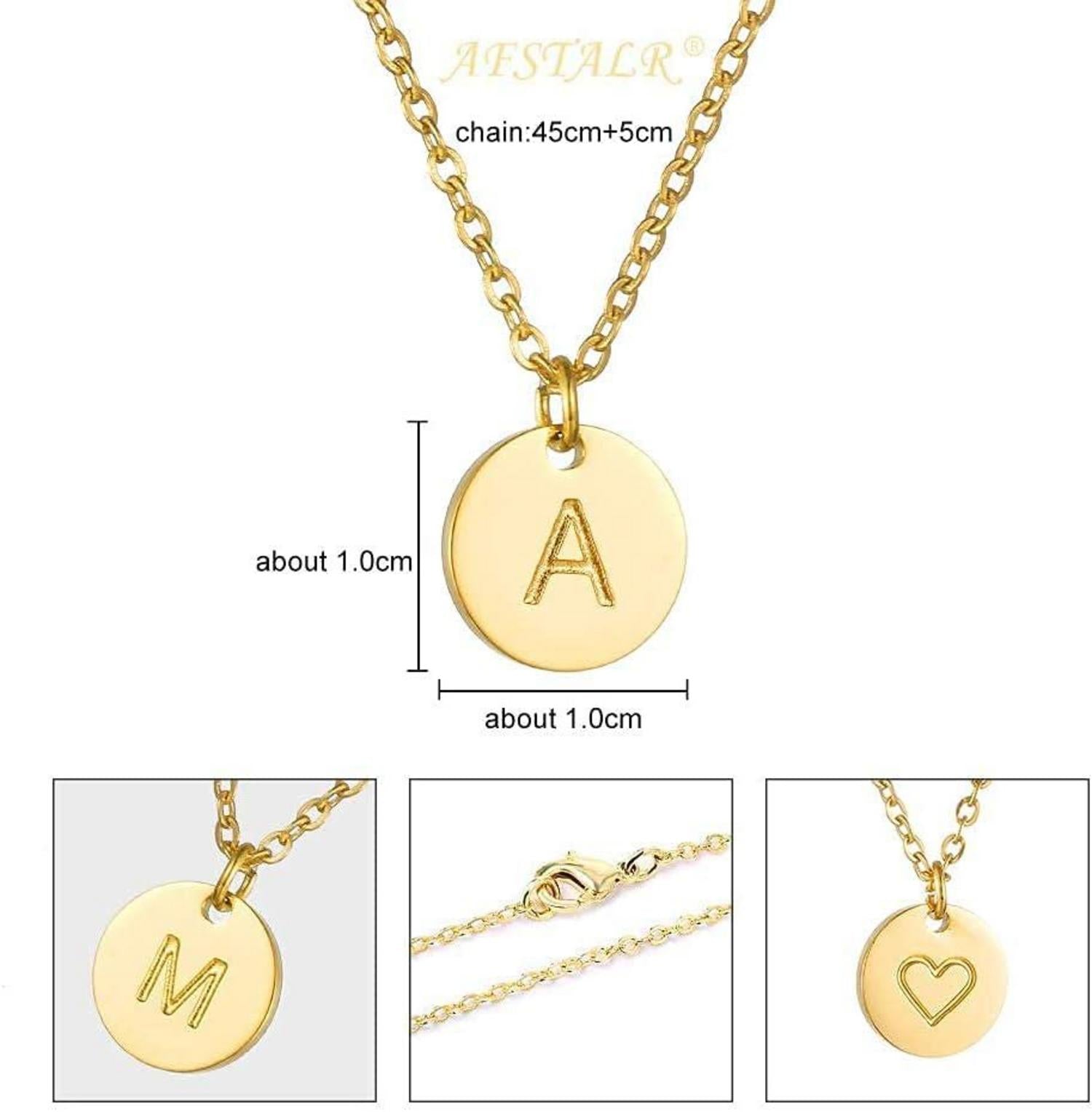 Damen Initialen Kette Buchstaben Anhänger Gold Silber Herzen