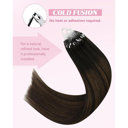 Braune Ombre Microring Extensions Echthaar 45cm
