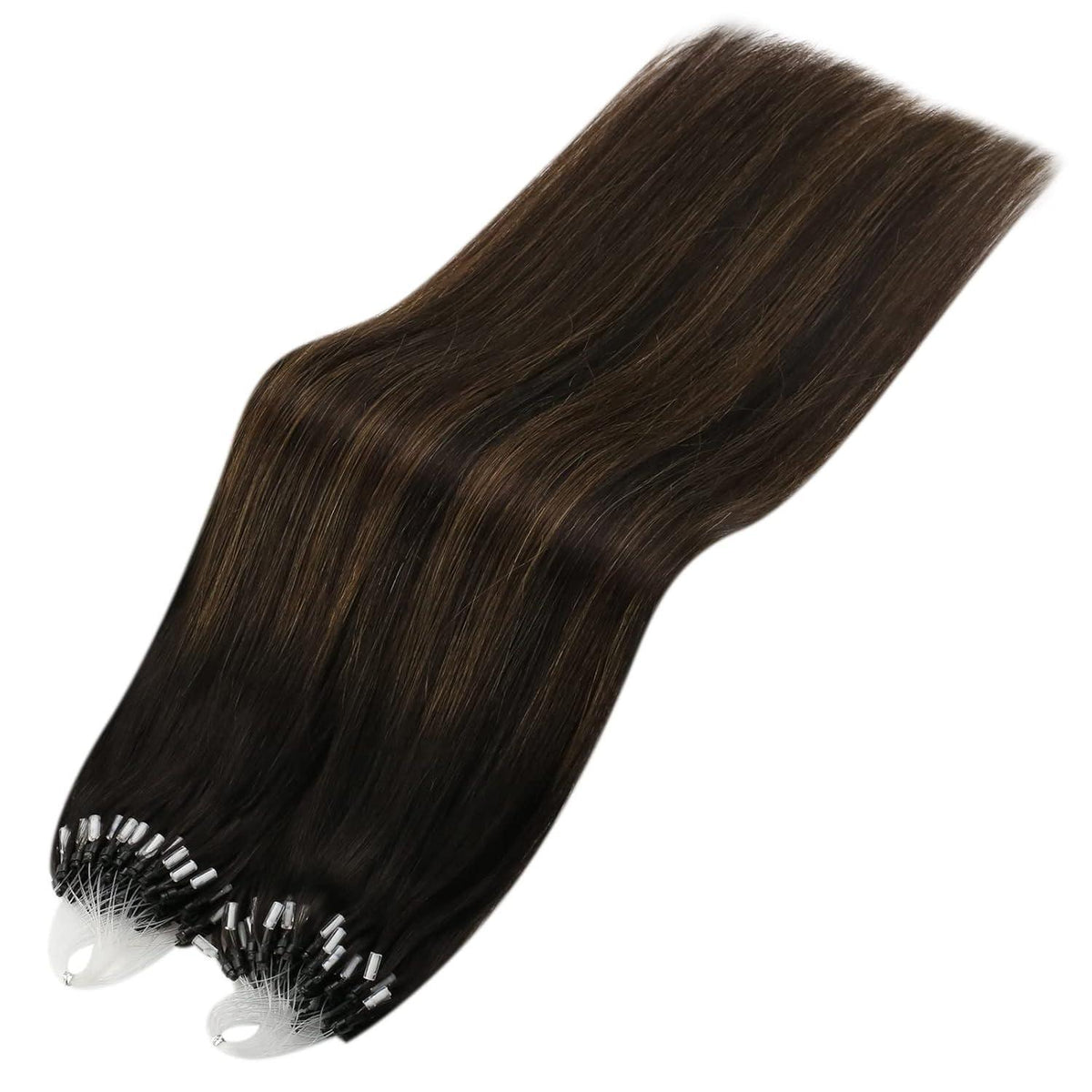 Braune Ombre Microring Extensions Echthaar 45cm