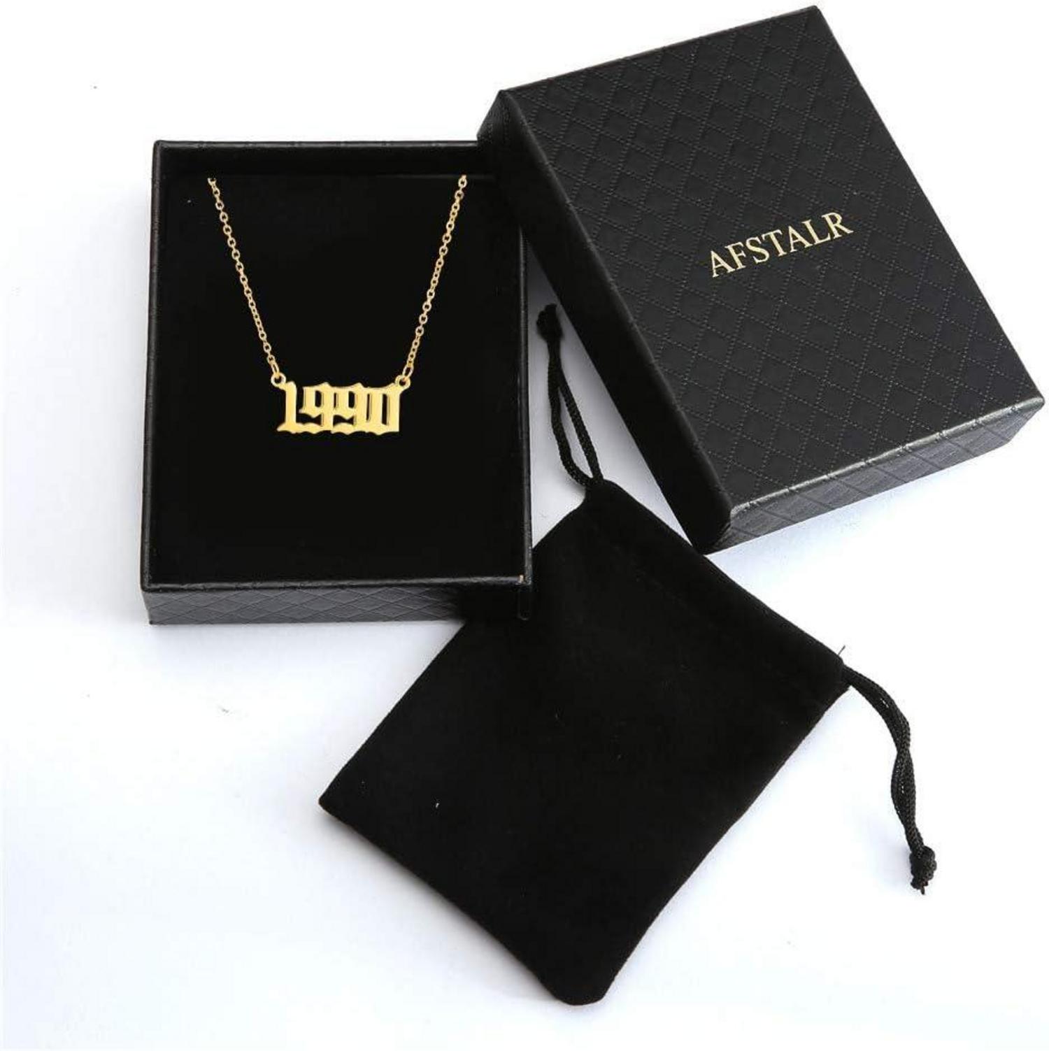 AFSTALR Birth Year Number Necklace Women Birthday Gifts 1999 Gold