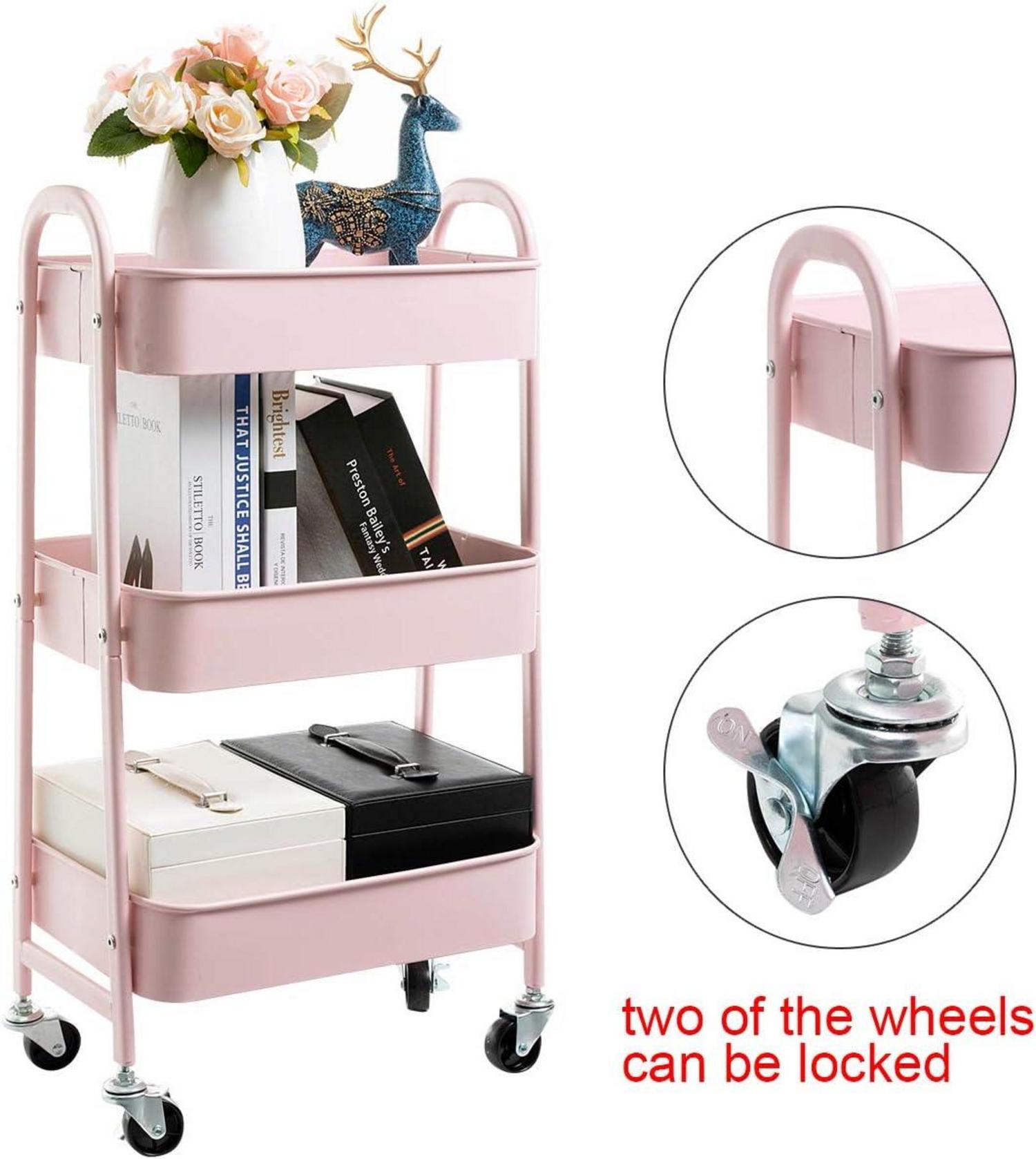 Rollwagen Metall 3-Etagen Räder Wohnzimmer Schlafzimmer Make-up Badezimmer Büro