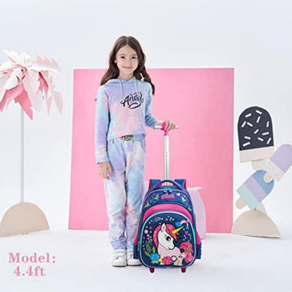 Rollrucksack für Mädchen 6-8 Jahre – Mintfarbenes Koffer-Set