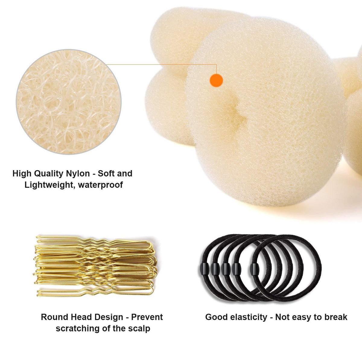 Donut Hair Bun Maker Set mit Haarspangen und Haarnadeln