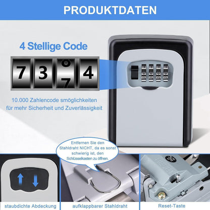 ZHEGE Schlüsseltresor mit Zahlencode für