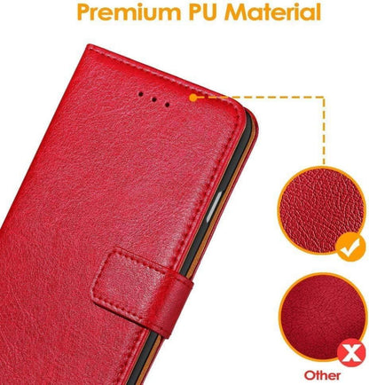 Handyhülle für iPhone SE 2022 Leder Flip Case Tasche Magnet Rot