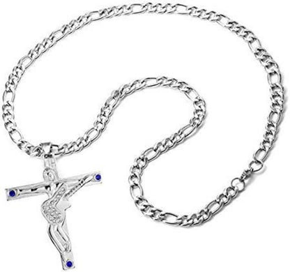 Johnny Hallyday Kreuz Anhänger Halskette Silber Metall Damen Herren Geschenk