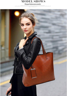 Damen Shopper Tasche aus PU-Leder Schultertasche