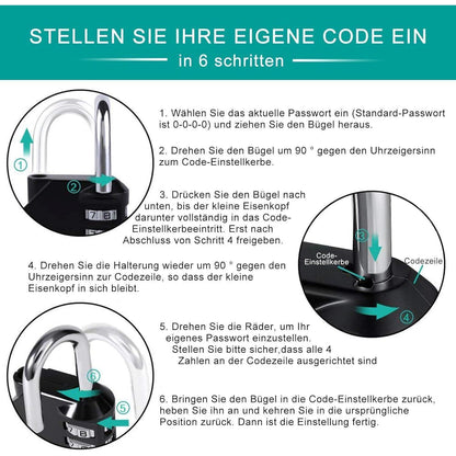 Vorhängeschloss Zahlenschloss 4 Stellig Fitnessstudio