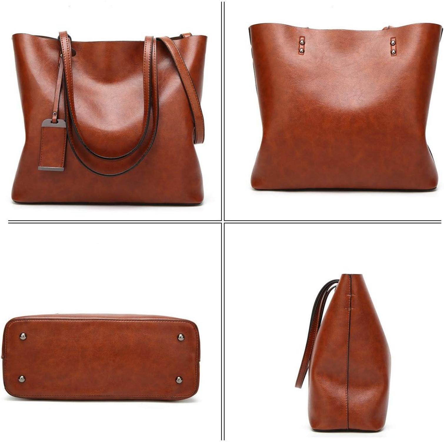 Damen Tote Handtasche aus PU-Leder mit Schulterriemen, vertikal