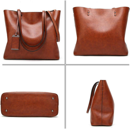 Damen Tote Handtasche aus PU-Leder mit Schulterriemen, vertikal