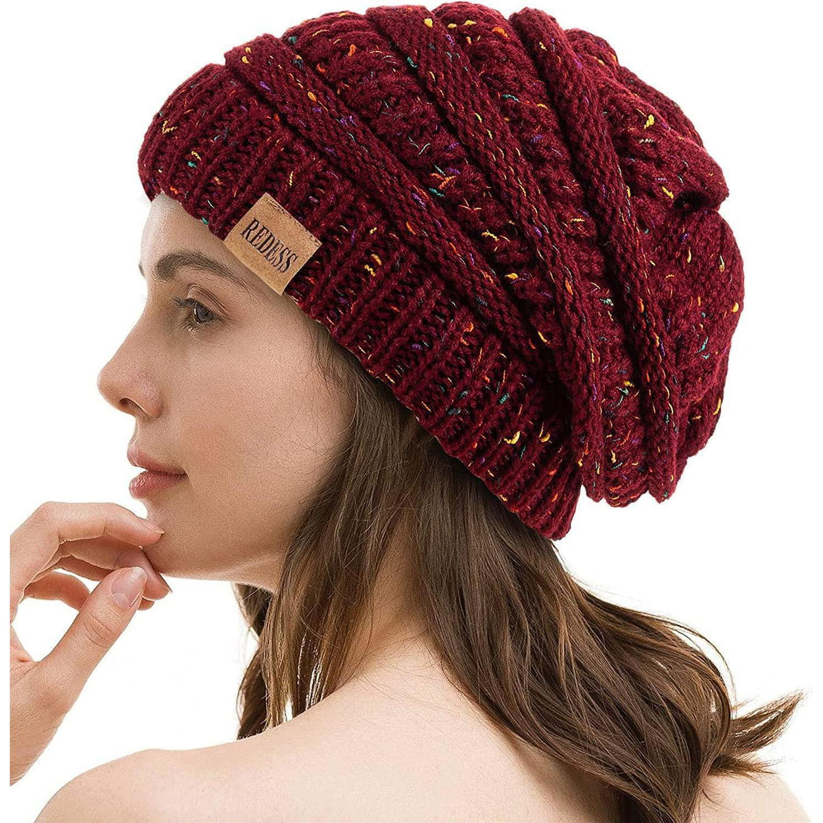Strickmütze Oversized Zopfmuster für Damen und Herren