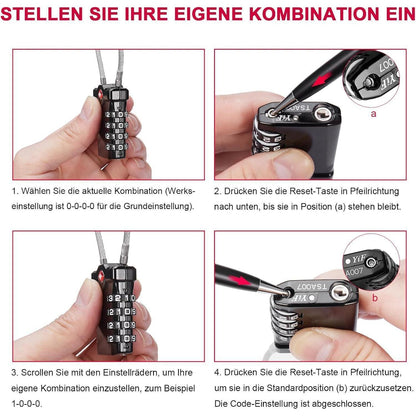 TSA Gepäckschloss 4-Stellig Schwarz für Reise und Spind