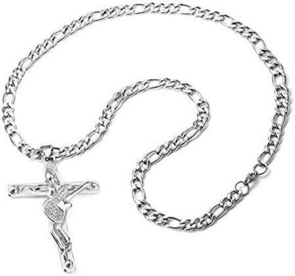 AFSTALR Johnny Hallyday Kreuz Anhänger Halskette Rocker Gitarre Silber