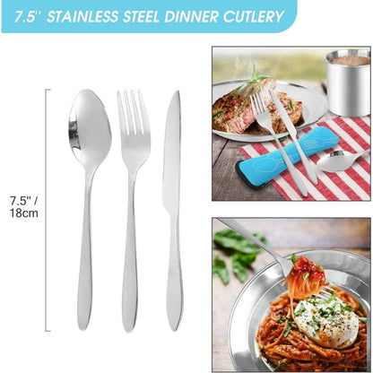 Odoland Campingbesteck Set 8-teilig Edelstahl mit Tasche