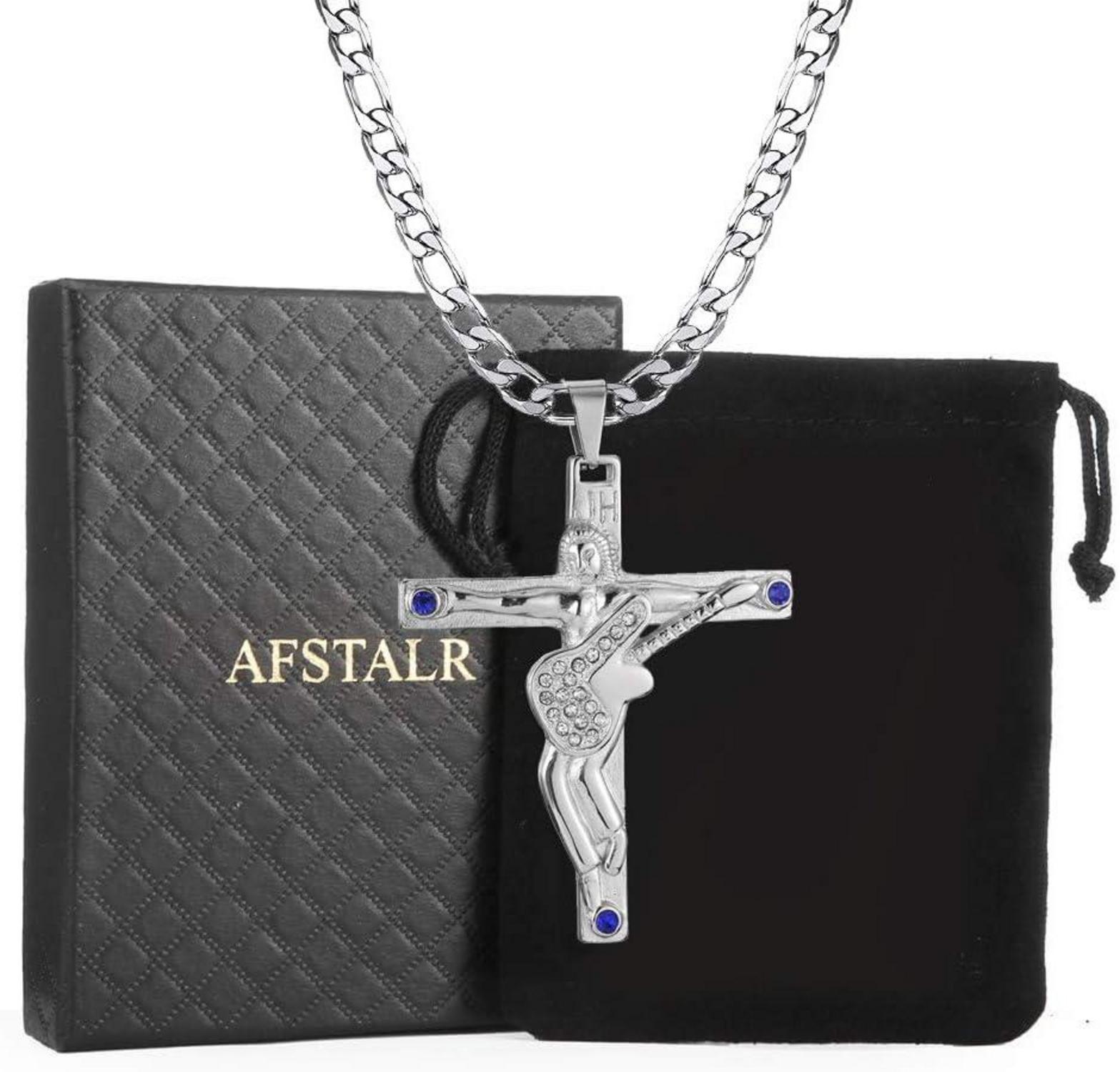 Kreuz Johnny Hallyday Anhänger Halskette Gitarre Rocker Silber Metall