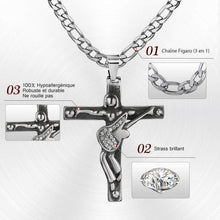 Kreuz Johnny Hallyday Anhänger Halskette Silber Damen Herren