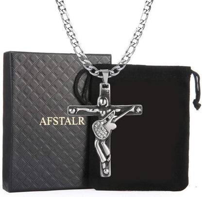 Johnny Hallyday Kreuz Anhänger Silberkette Gitarre Rocker Damen Herren