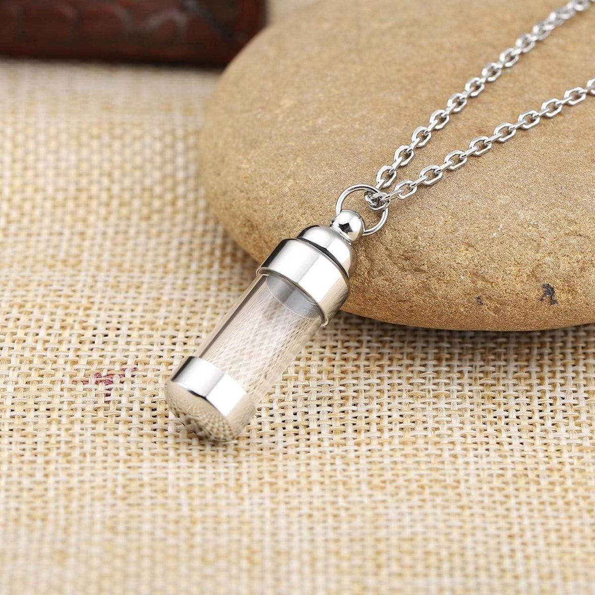 Asche Schmuck Halskette Edelstahl Acryl Flasche Anhänger Kapsel