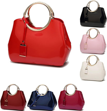 Damen Handtasche PU-Lackleder Henkeltasche Hochzeit Abendtasche