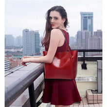 Damen Groß Shopper Handtasche Schultertasche in Lederoptik