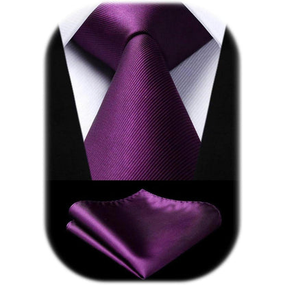 Krawatten-Set Herren Lila Einstecktuch Hochzeit Elegant