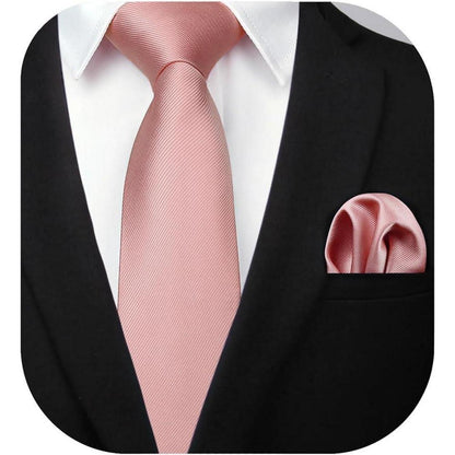 Krawatten-Set Herren mit Einstecktuch – Einfache Pflege, Rosa