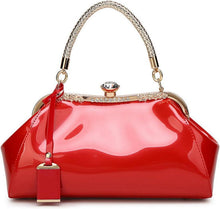 Damen Handtasche PU-Lackleder Henkeltasche Schultertasche Rot
