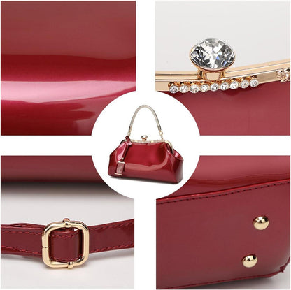 Coolives Damen Handtasche PU-Lackleder Henkeltasche Hochzeit Rot