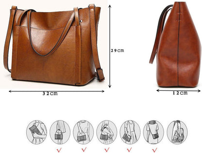 Großer PU-Leder Shopper mit Schulterriemen in elegantem Stil