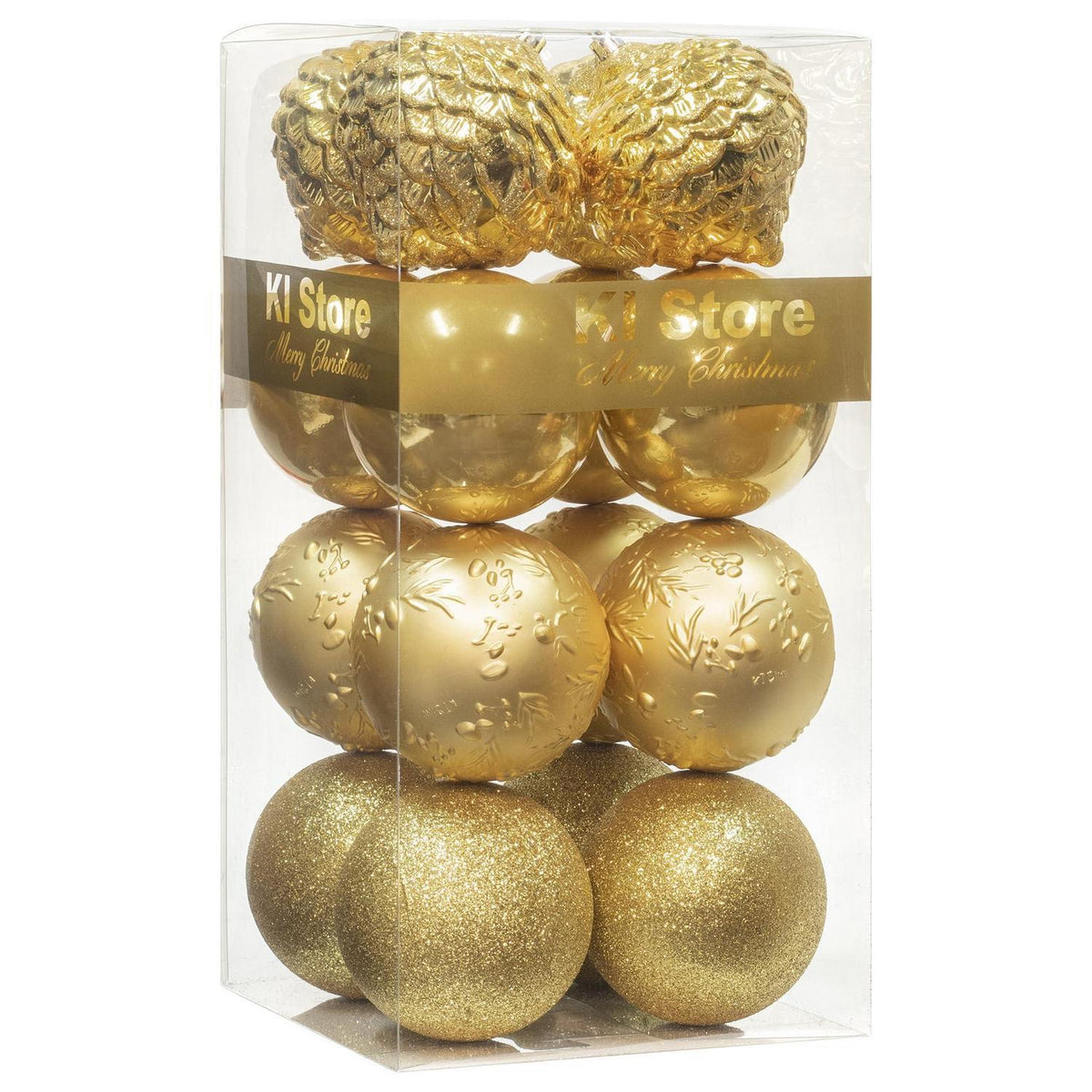 16 Goldene Weihnachtskugeln 10cm – Set für Weihnachtsbaum 2026