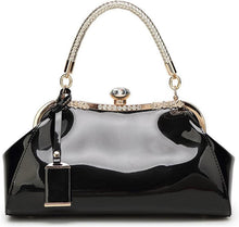 Schwarze Designer PU-Lackleder Damen Handtasche Henkeltasche