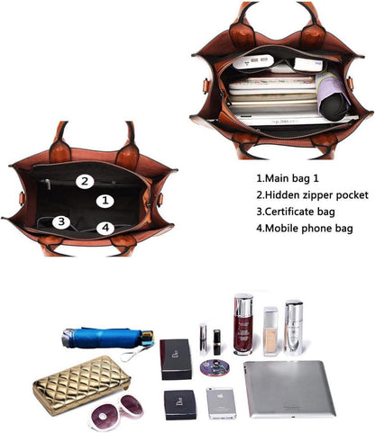 Damen Shopper Schultertasche PU-Leder Umhängetasche Handtasche Quadrat