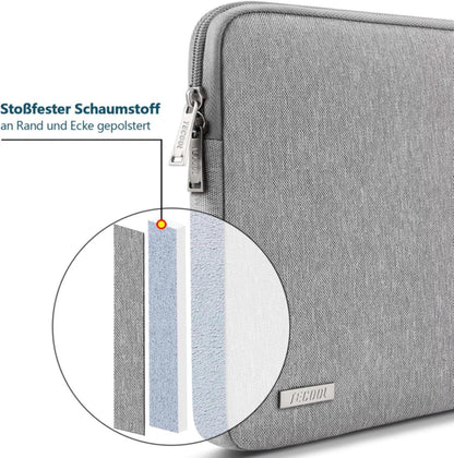 TECOOL 15,6 Zoll Laptoptasche wasserdichte Notebook Hülle Schutzhülle Grau