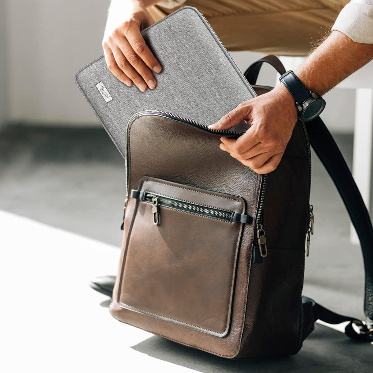 TECOOL Laptoptasche 15,6 Zoll wasserdicht Notebook Hülle Schutzhülle Grau