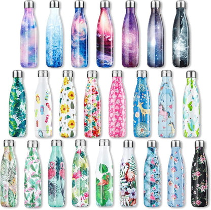 Isolier-Trinkflasche Vakuum Edelstahl 500ml Blaue Blumen