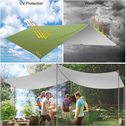 Tarp 3x3 m Wasserdicht Ultraleicht Anti-UV Schutz für Camping Wandern Outdoor