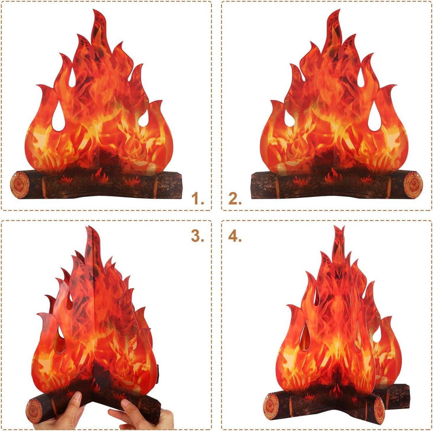 3D Flammenfackel Lagerfeuer Deko aus Karton Party Halloween 6 Stk