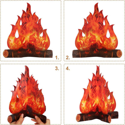 3D Flammenfackel Lagerfeuer Deko aus Karton Party Halloween 6 Stk