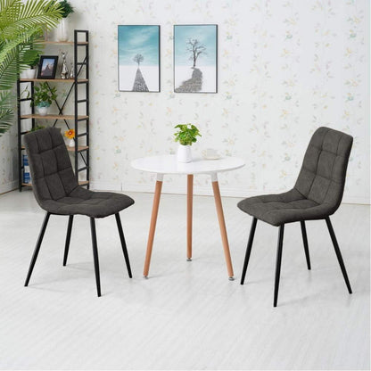 Esszimmerstühle Set 2 Grau – Bequeme Lounge Stühle mit Metallbeinen