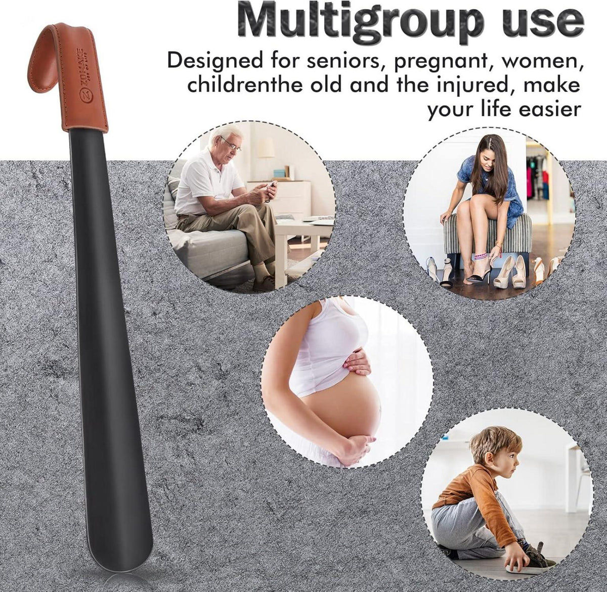 Schuhlöffel Metall Lang 42cm Ledergriff Stabil Shoe Horn Stiefel