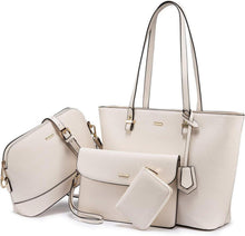 Handtasche Damen 4-teiliges Set Synthetisches Leder Beige