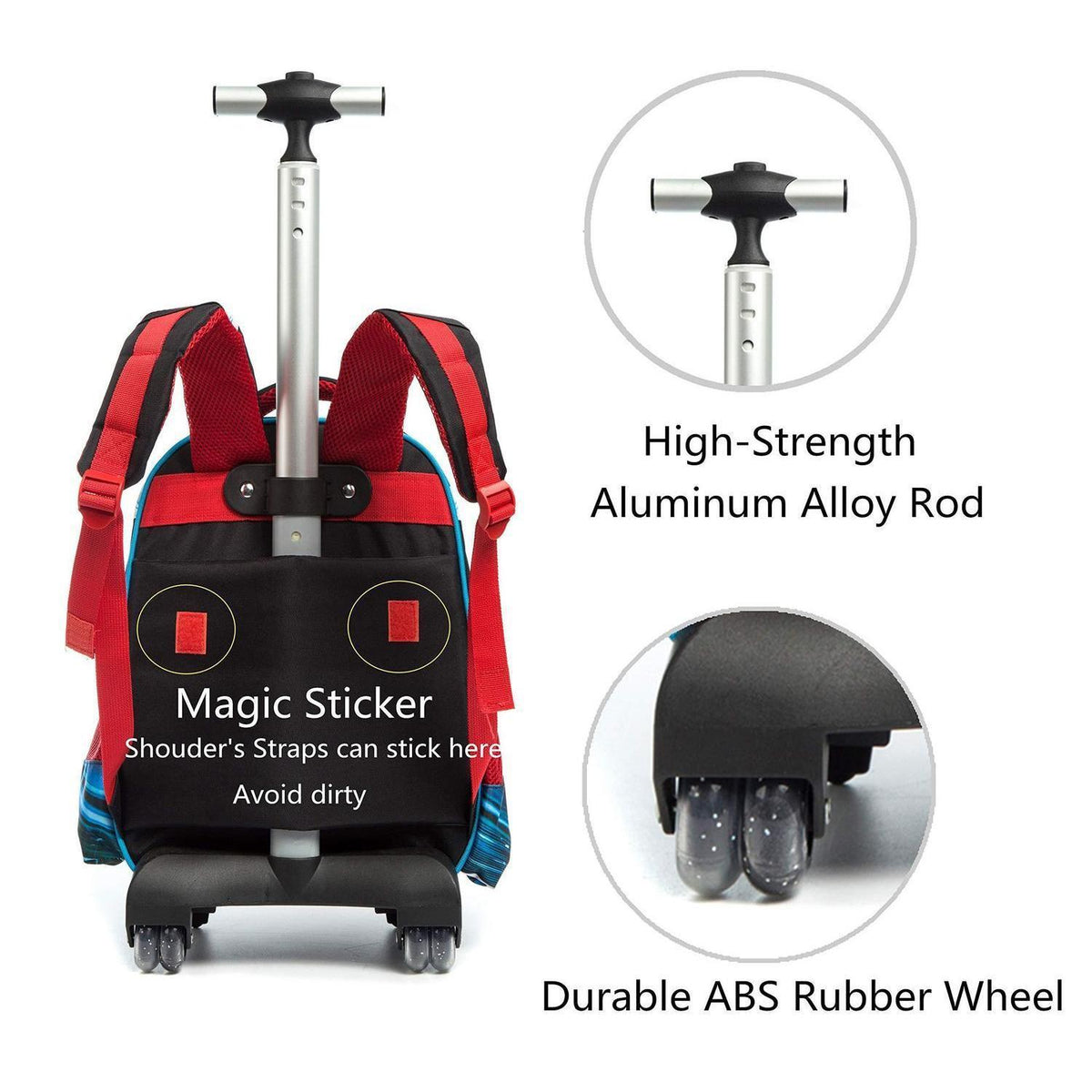 Mädchen Rollrucksack mit Rädern & Koffer Set – Rotes Auto