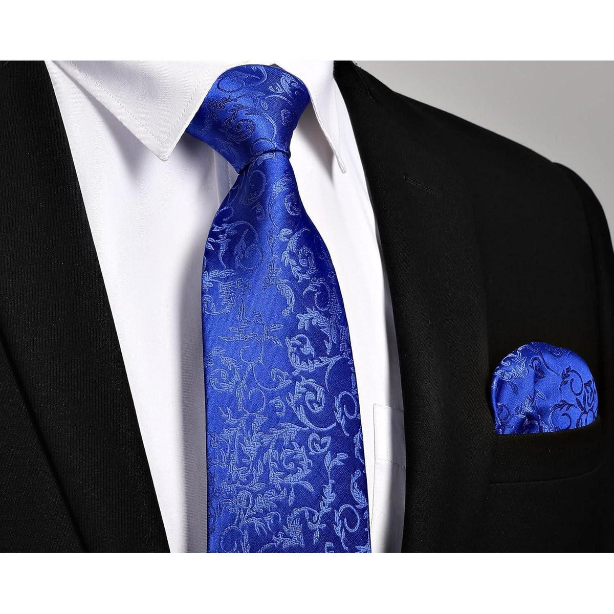 Krawatten-Set Paisley mit Einstecktuch, Königsblau