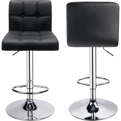 Barhocker-Set (2x) höhenverstellbar, Schwarz in Lederoptik