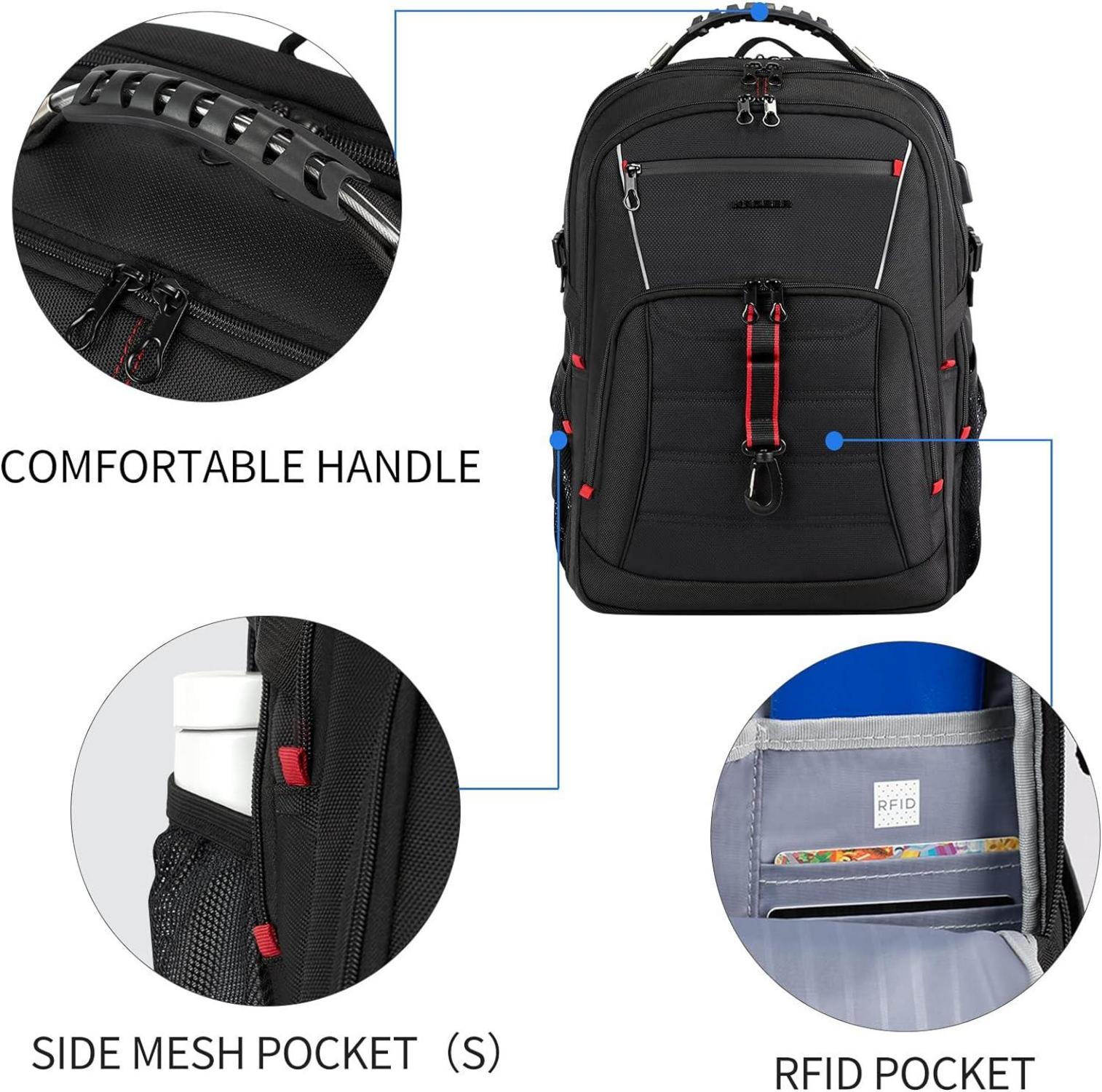 KROSER Laptop Rucksack Herren für 18.4 Zoll Laptop Wasserdicht Schwarz