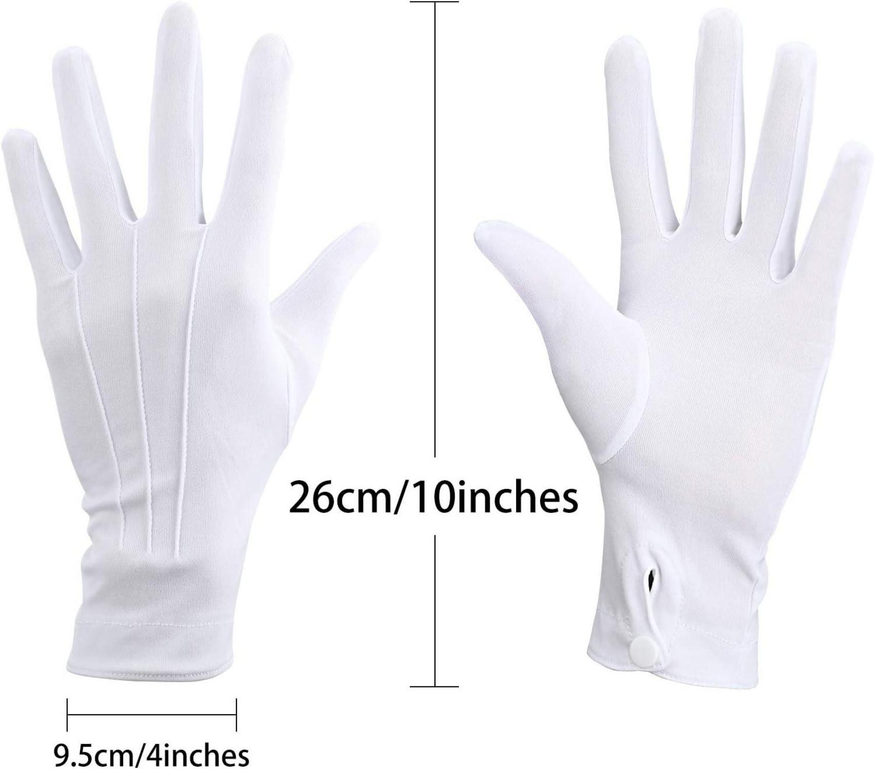 Weiße Baumwollhandschuhe für formelle Anlässe, 2 Paar 26 cm
