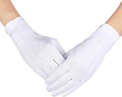 Weiße Baumwollhandschuhe für Smokings & Schmuckinspektion, 2 Paar