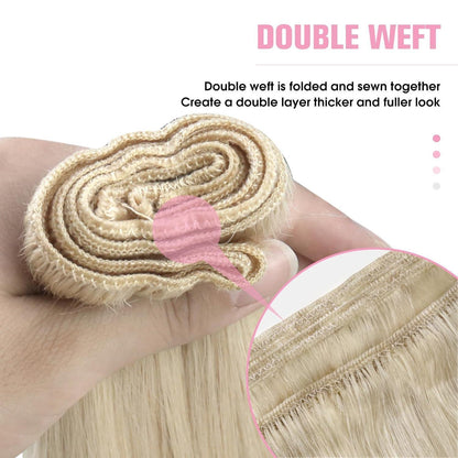 Echthaar Tressen Blond 35cm - Remy Weft Extensions