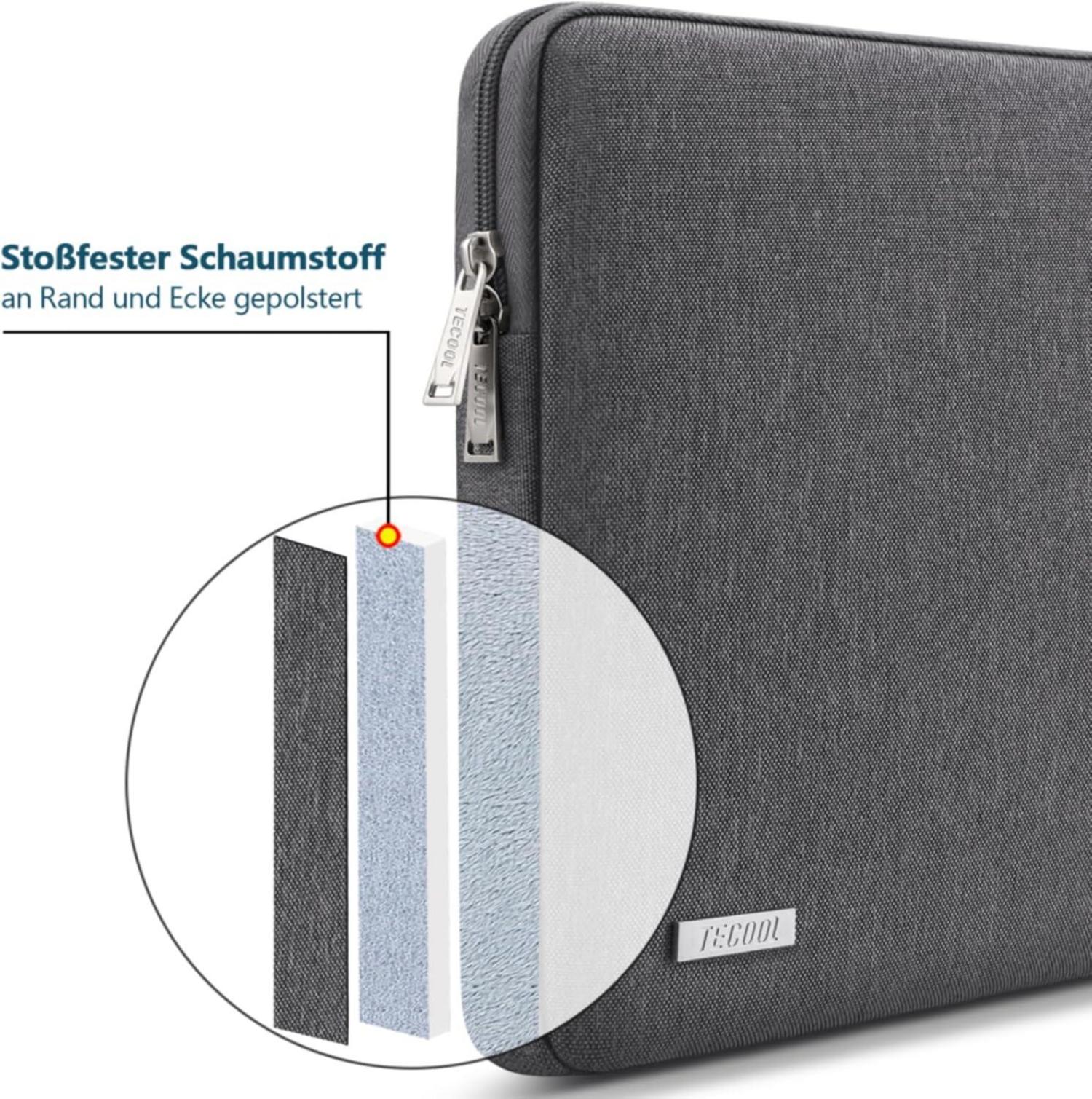 TECOOL 14 Zoll Laptoptasche Wasserdicht Schutzhülle Sleeve Dunkel Grau