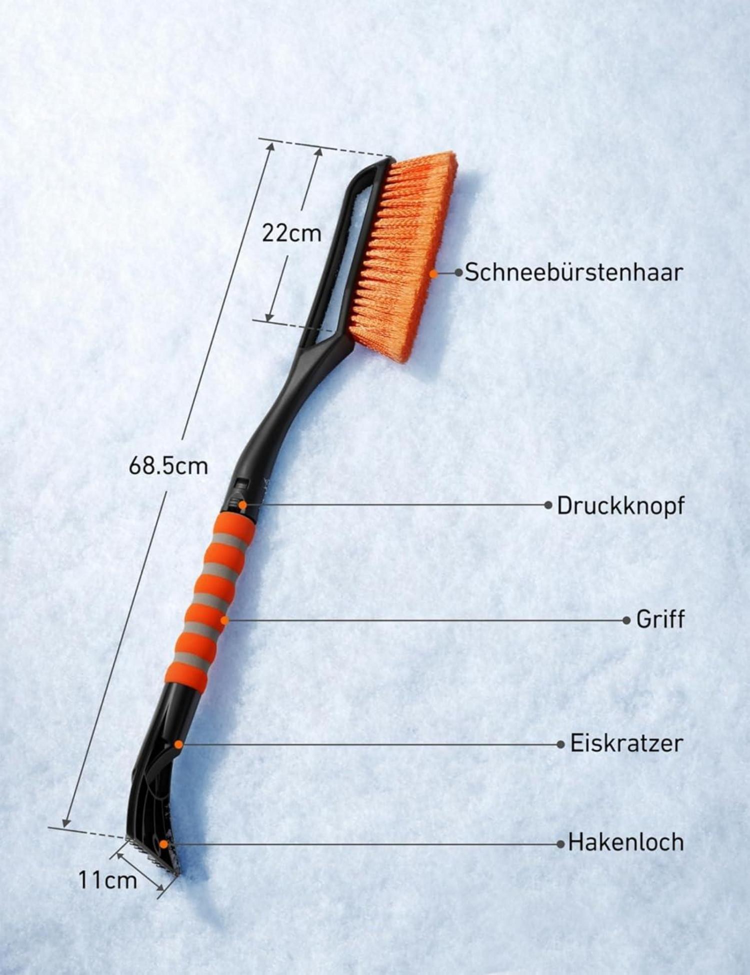 Eiskratzer Auto 27 Zoll mit Besen Schneebesen Abnehmbarer lackschonend 2in1